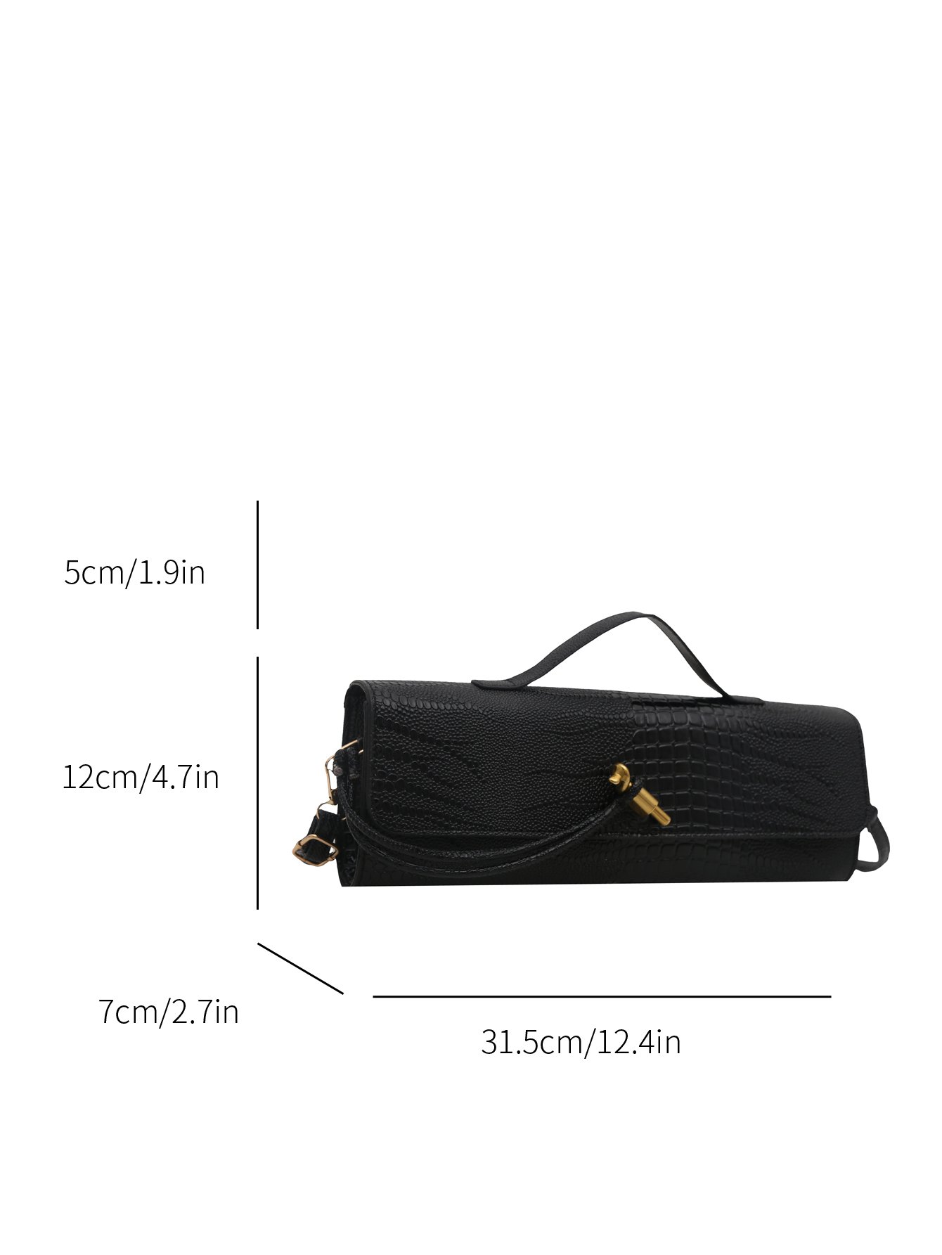 Black Croc-Embossed Crossbody Bag