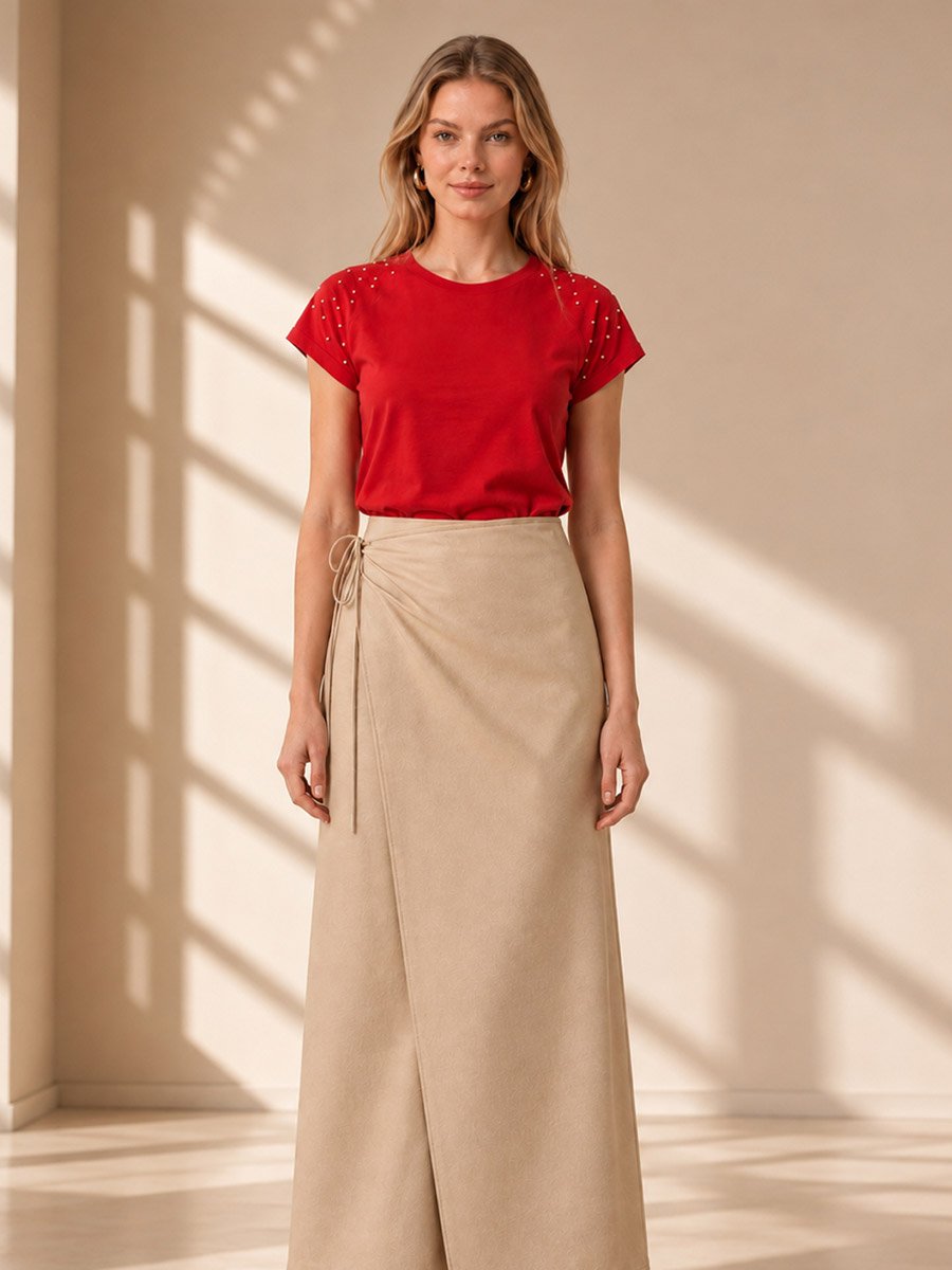 Red Solid Round Neck Regular T-Shirt