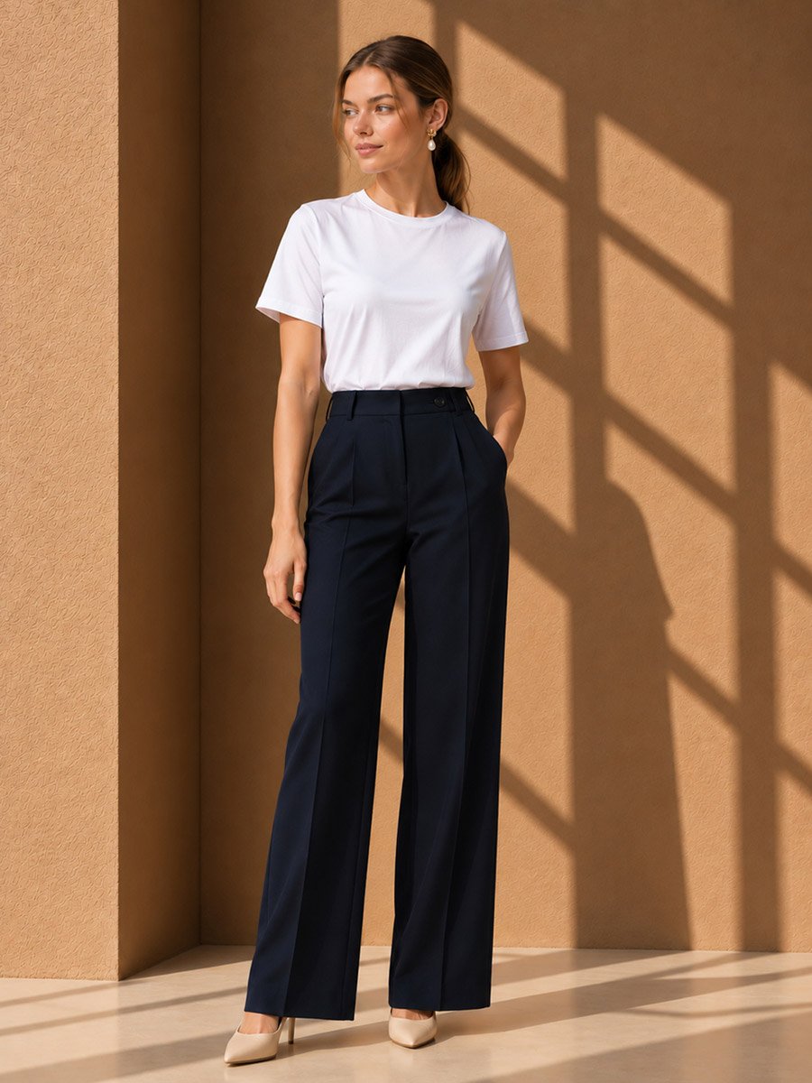 White Solid Round Neck Regular T-Shirt