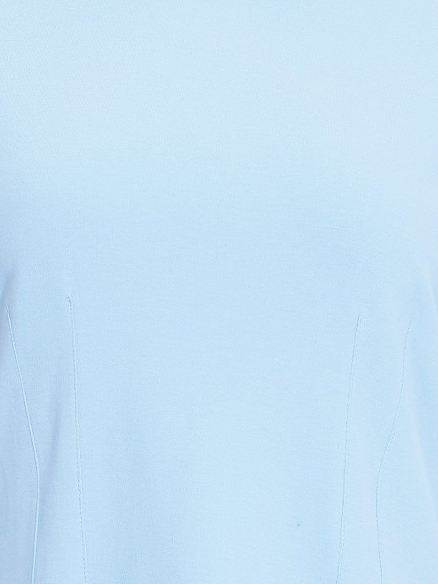 Light Blue Solid Round Neck Regular T-Shirt