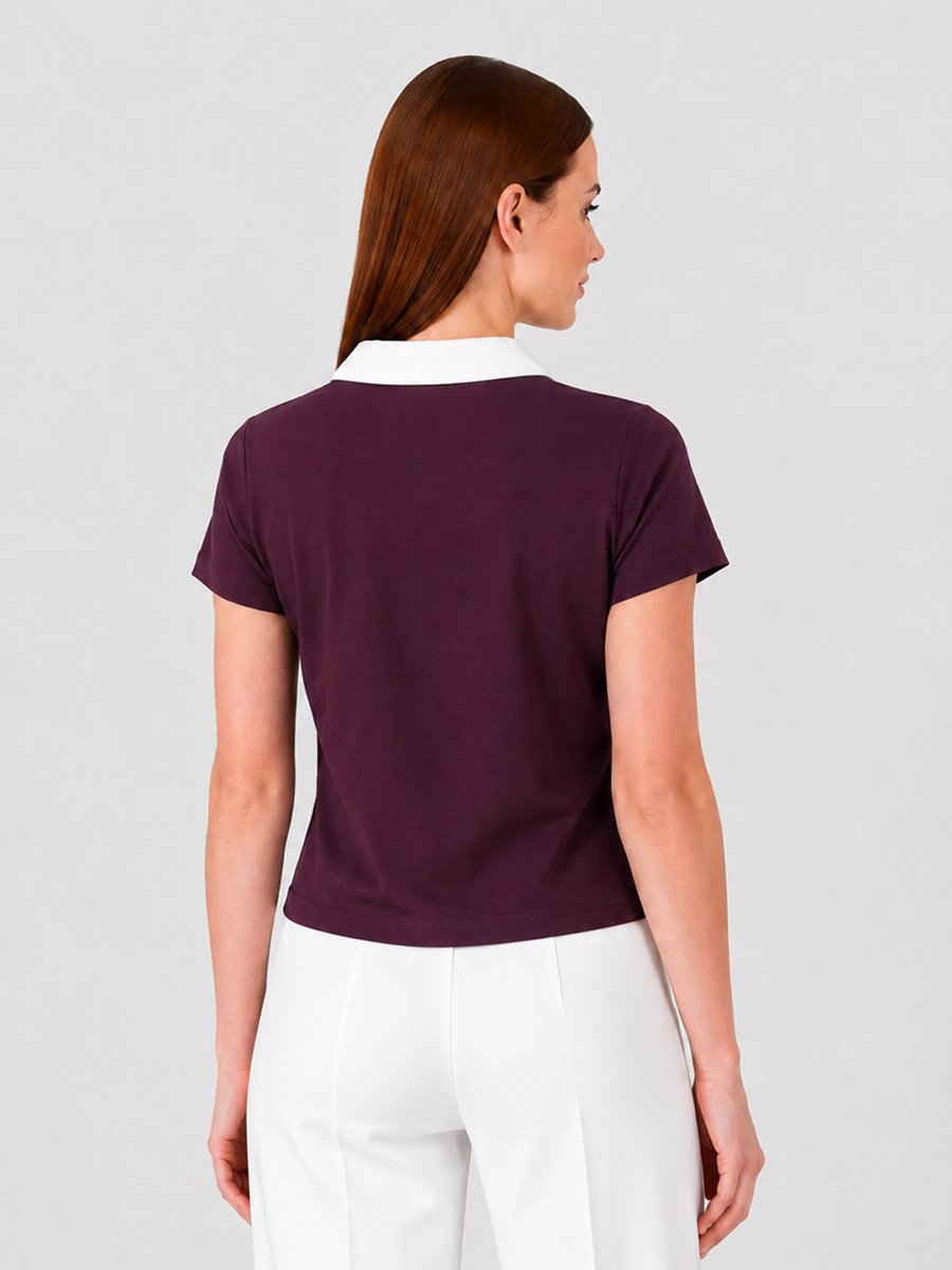 Burgundy Solid Collared Regular T-Shirt