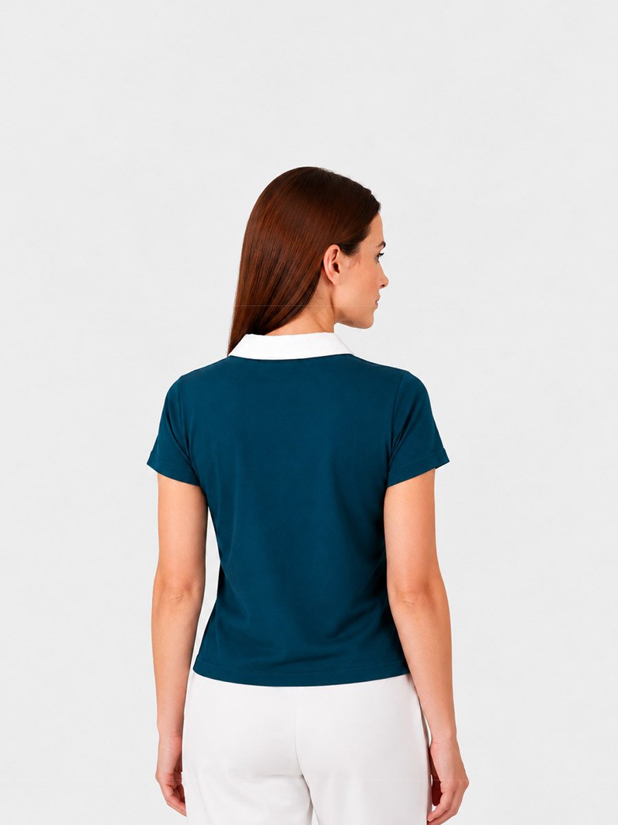 Dark Green Solid Polo Neck Regular T-Shirt