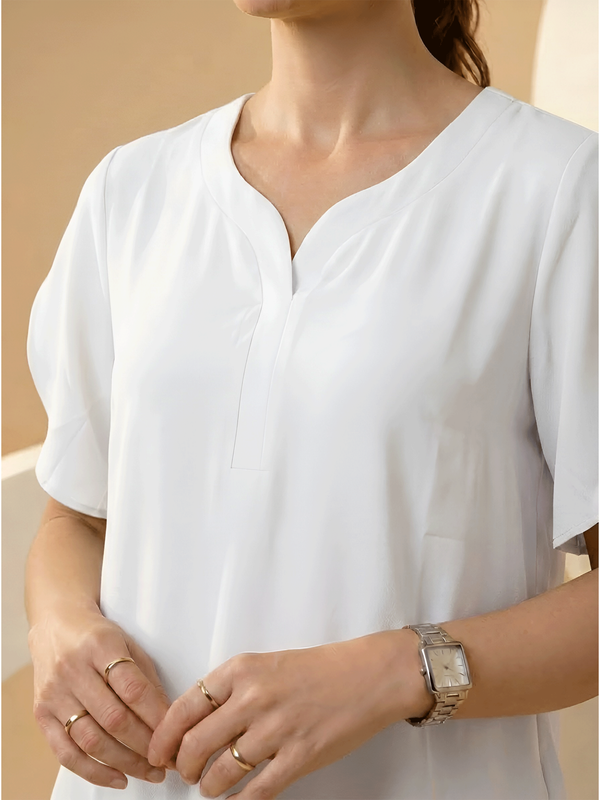 Off White Short Sleeve Regular Fit Top