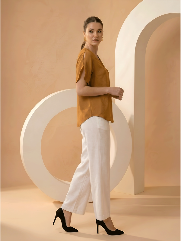 Mustard Short Sleeve Regular Fit Top