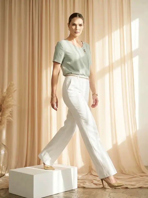 Mint Green Short Sleeve Top with Button Accent