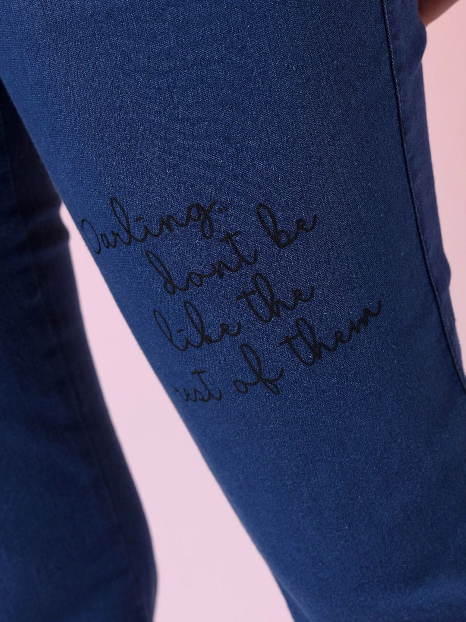 Blue Regular Fit Mid-Rise Denim Joggers