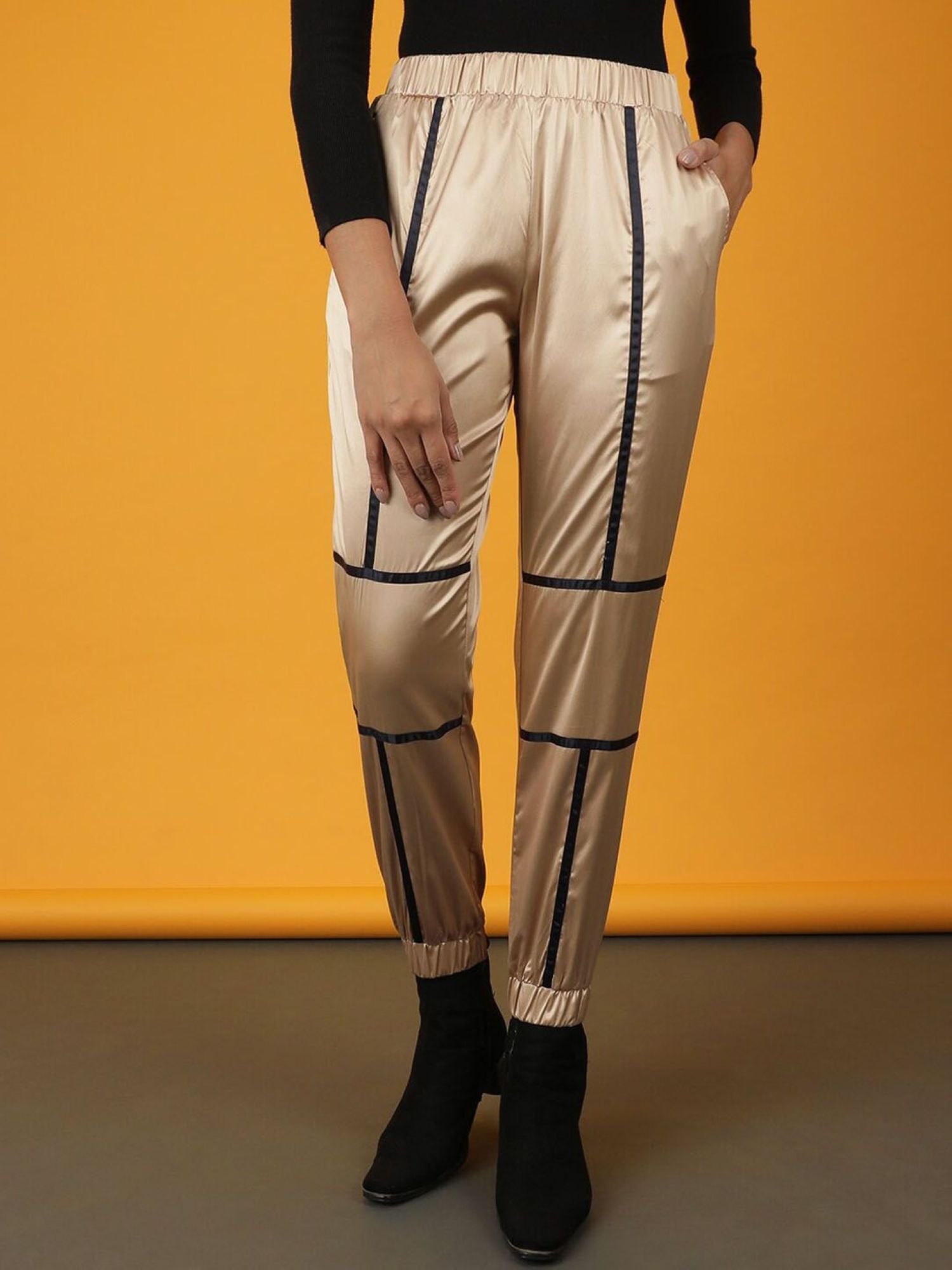 Gold Regular Fit High-Rise Joggers