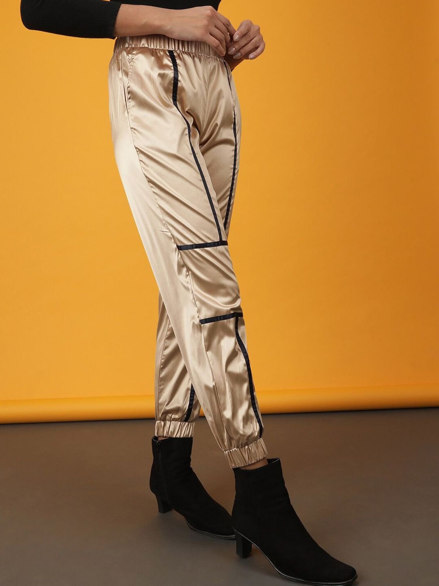 Gold Regular Fit High-Rise Joggers