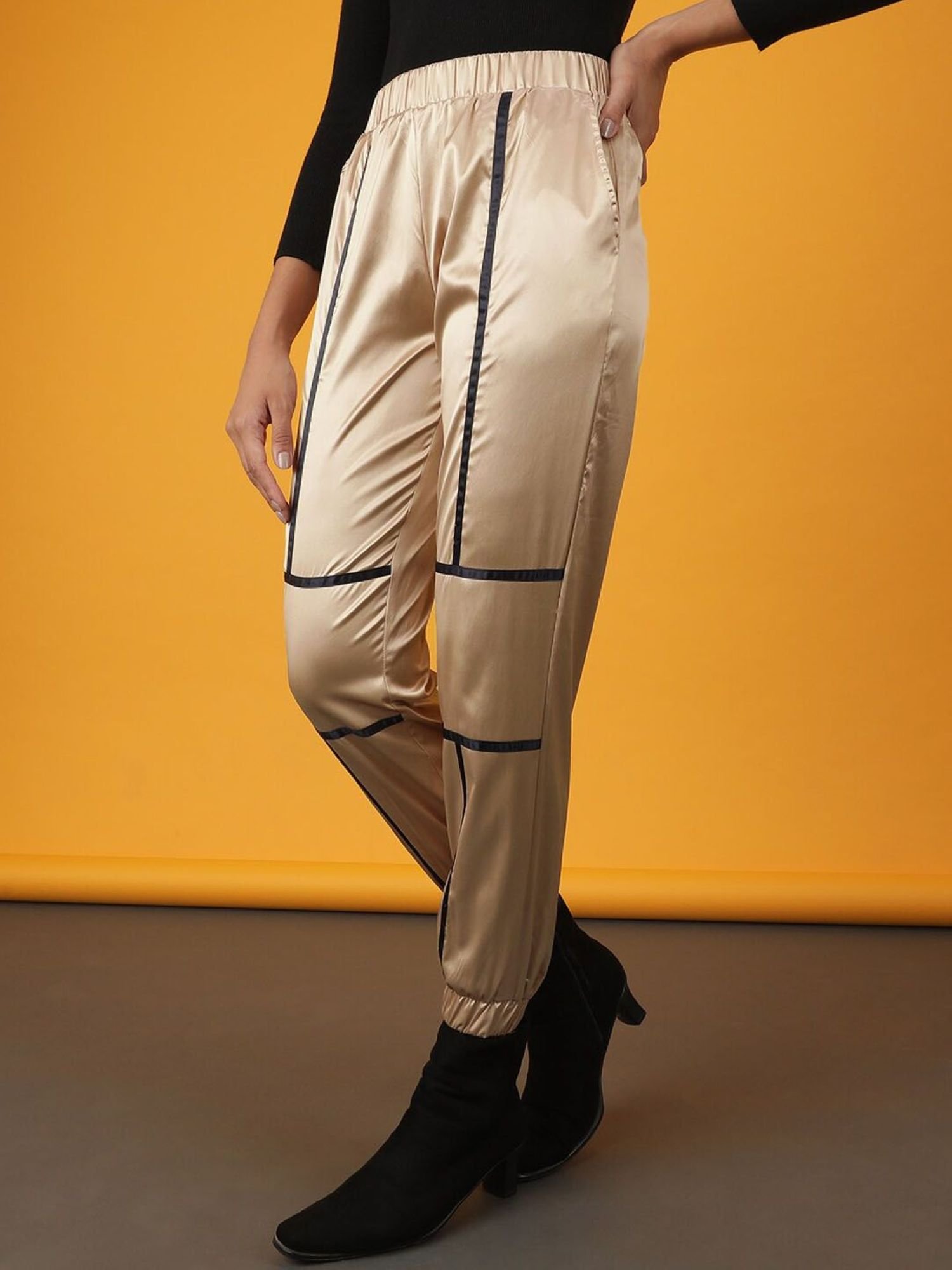 Gold Regular Fit High-Rise Joggers