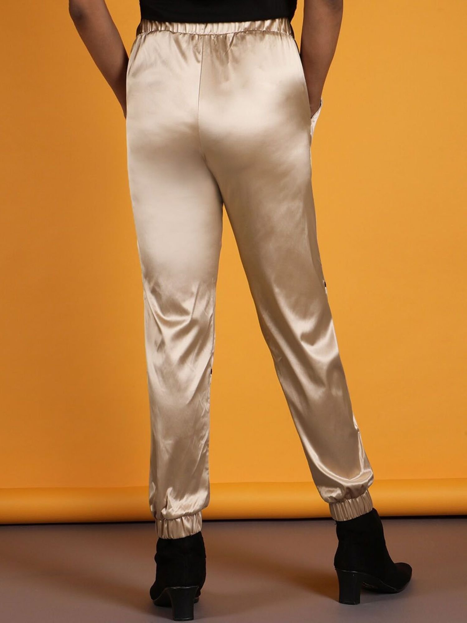 Gold Regular Fit High-Rise Joggers