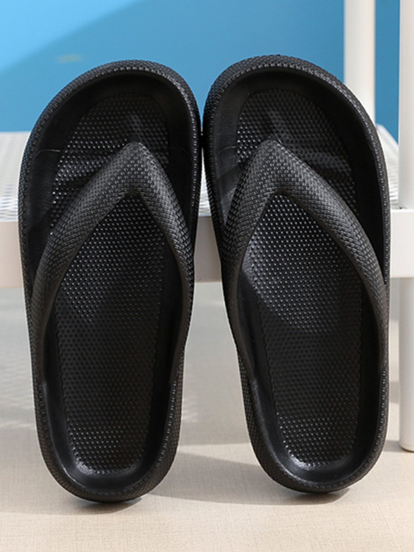 Black Cushioned Flip Flops