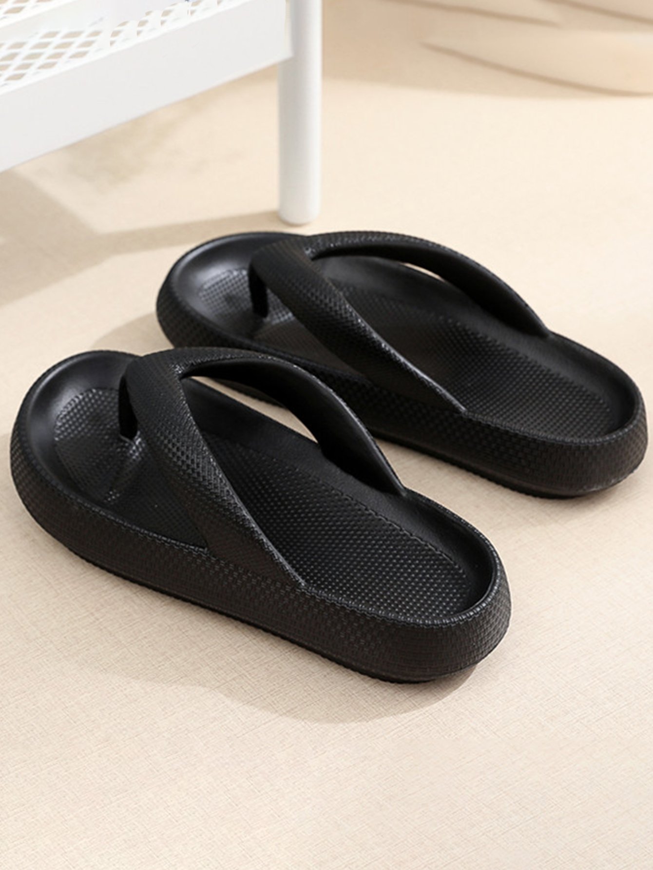 Black Cushioned Flip Flops