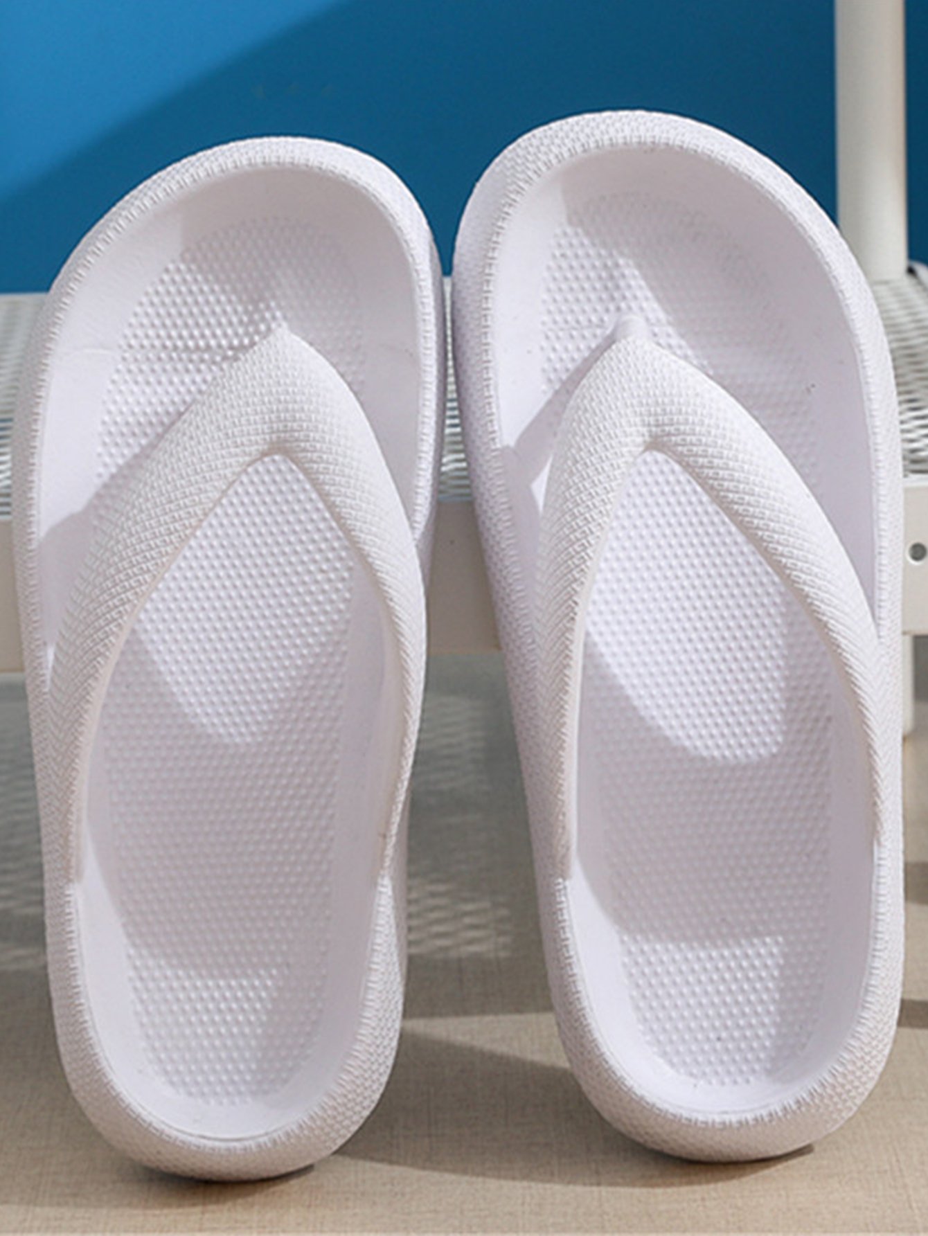 White Plain Thong Flip-Flops