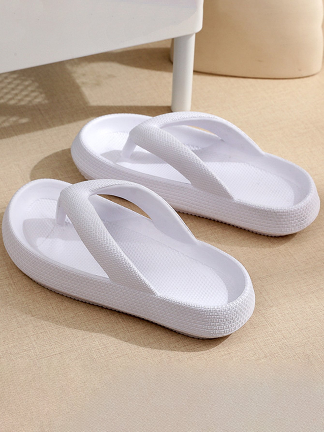 White Plain Thong Flip-Flops