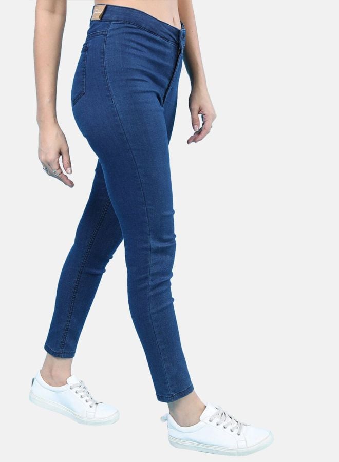 Blue Skinny Fit Solid High-Rise Denim Jeggings