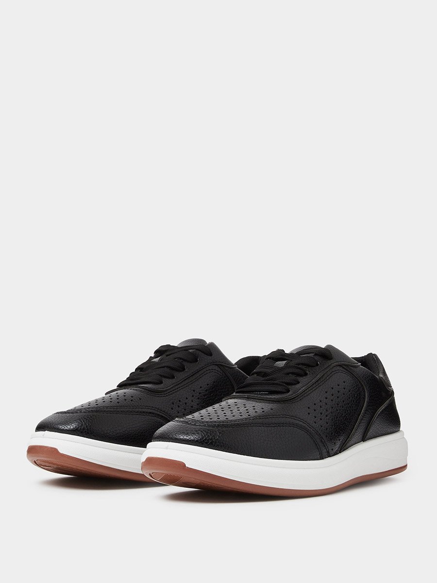 Black Perforated Casual Sneakers