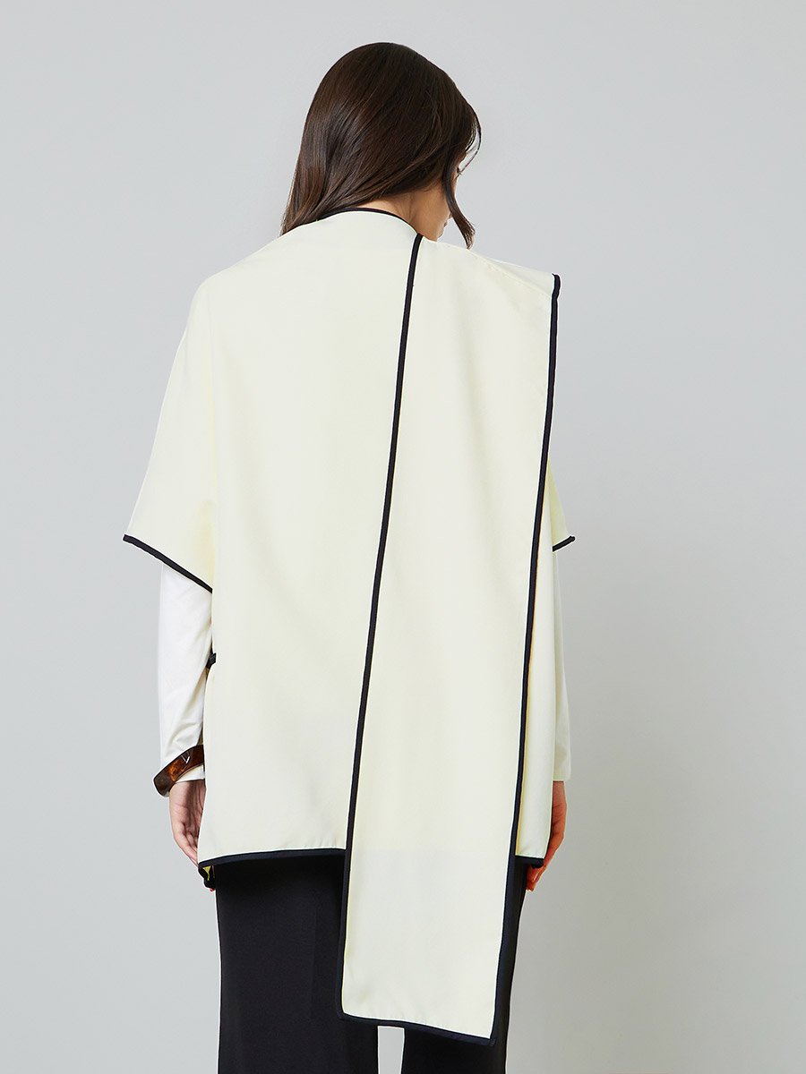 Beige Pullover with Black Trim