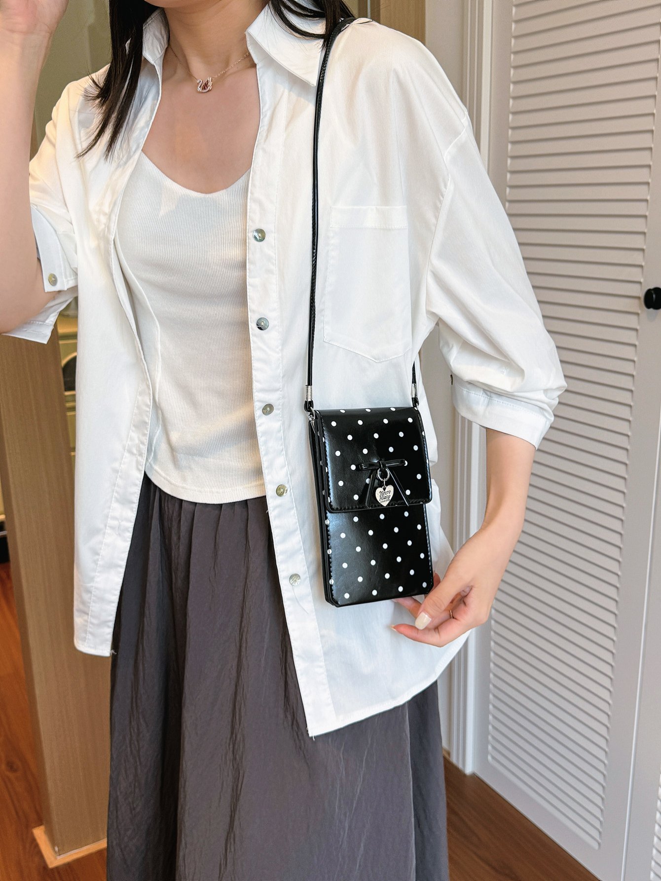 Black Polka Dot Crossbody Bag
