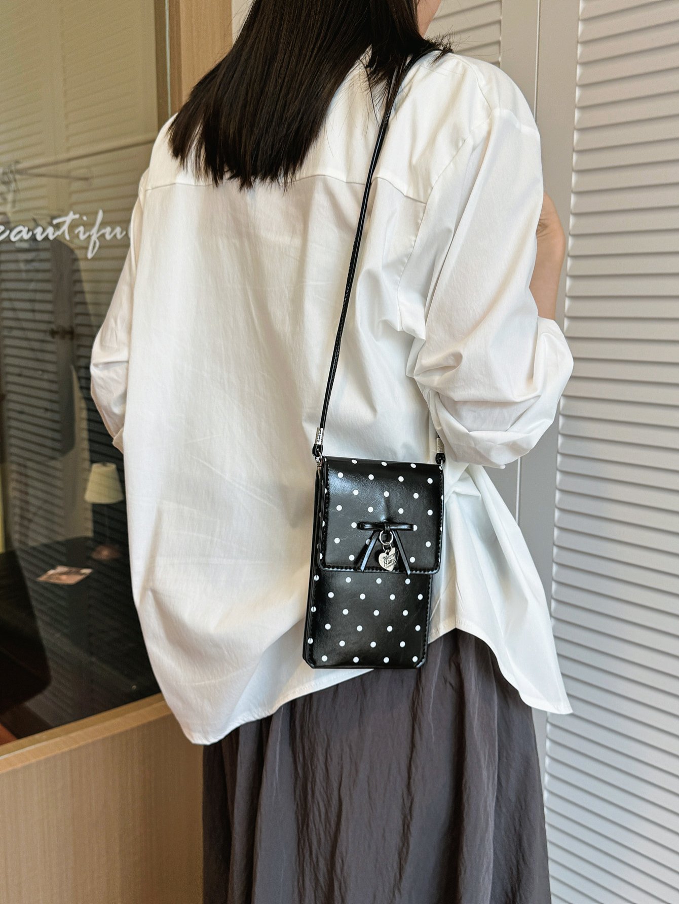 Black Polka Dot Crossbody Bag
