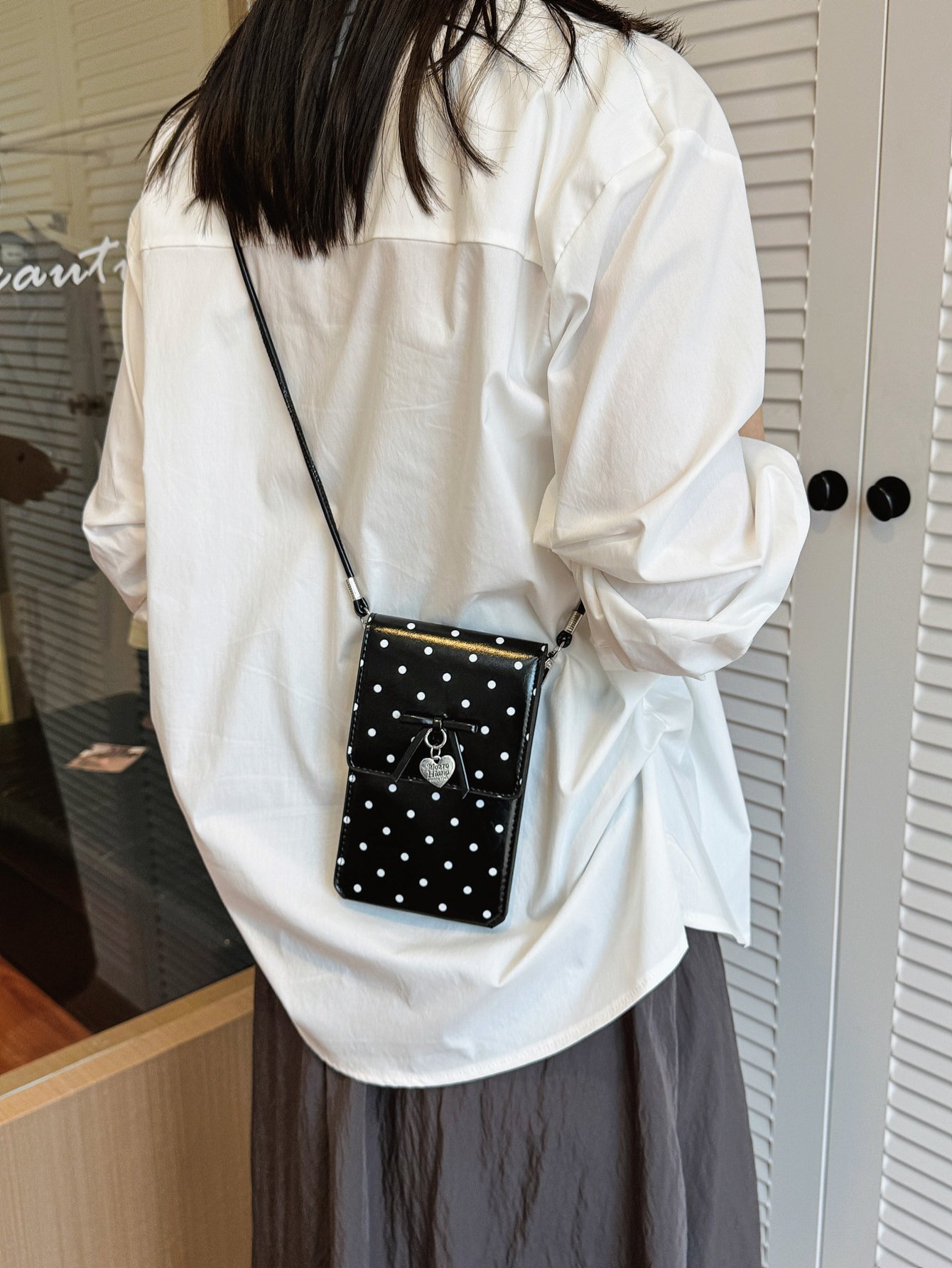 Black Polka Dot Crossbody Bag