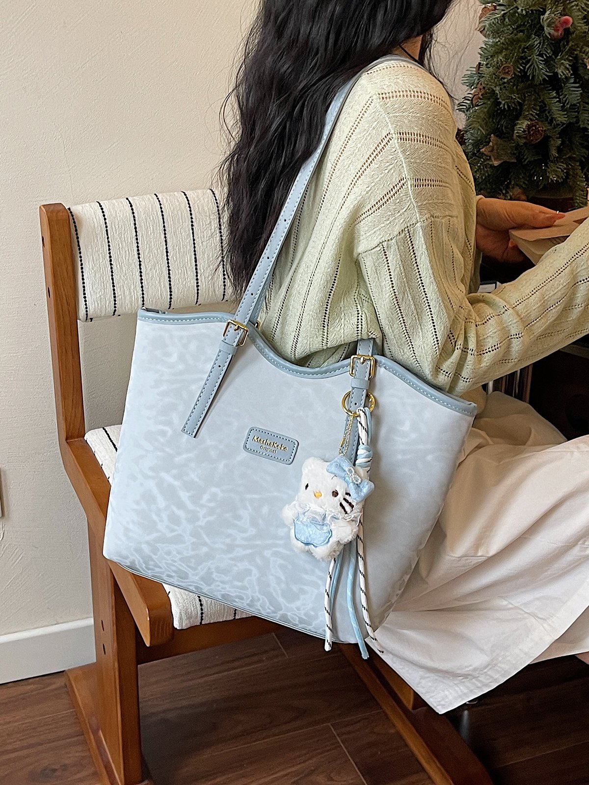 Blue Shoulder Bag with Charm