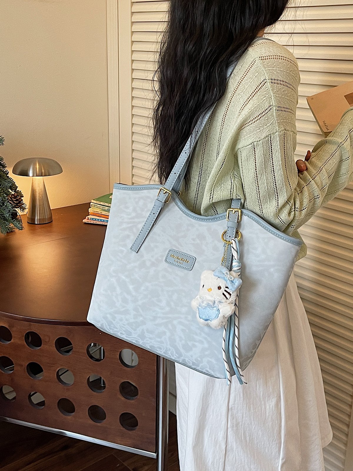 Blue Shoulder Bag with Charm