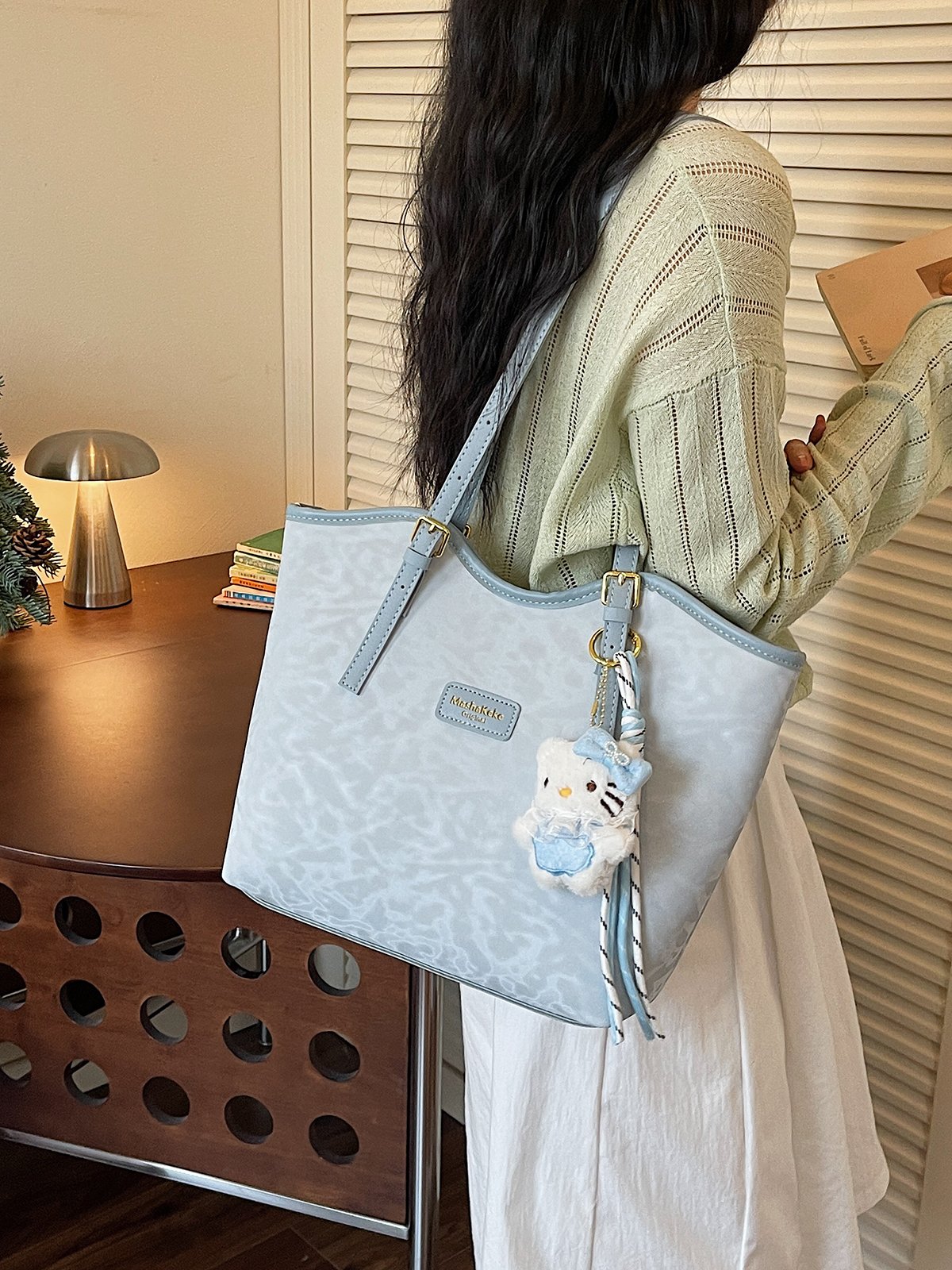 Blue Shoulder Bag with Charm