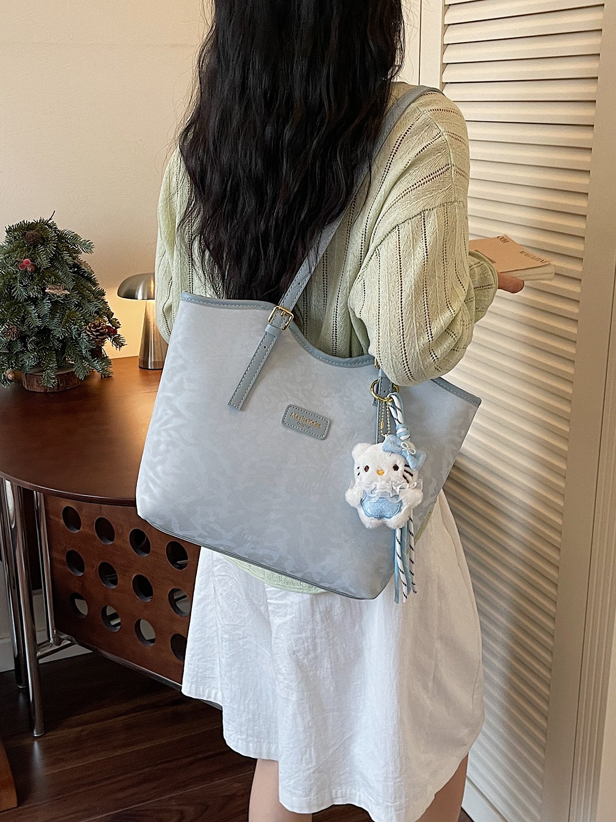Blue Shoulder Bag with Charm