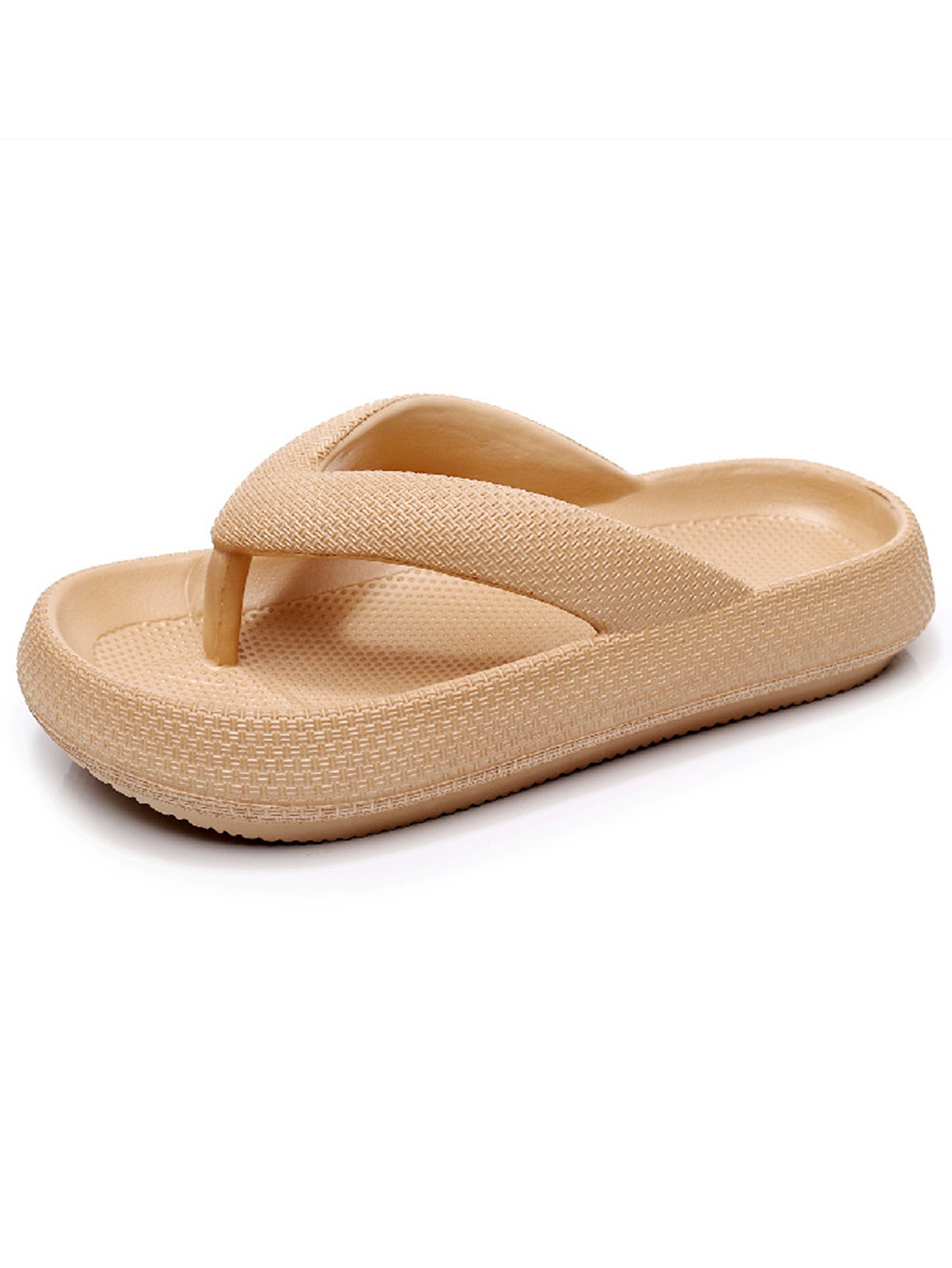 Beige Plain Flip-Flops