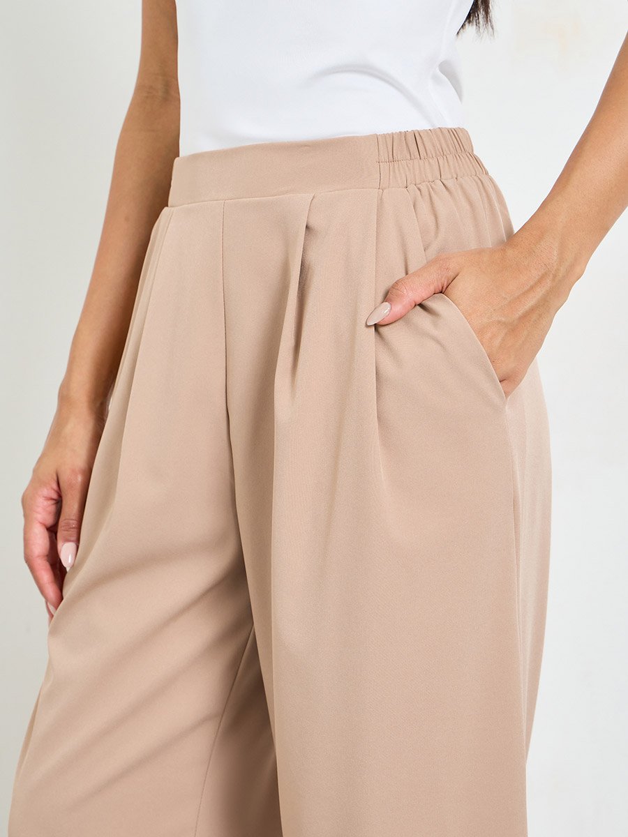 Khaki Wide-Leg Trousers