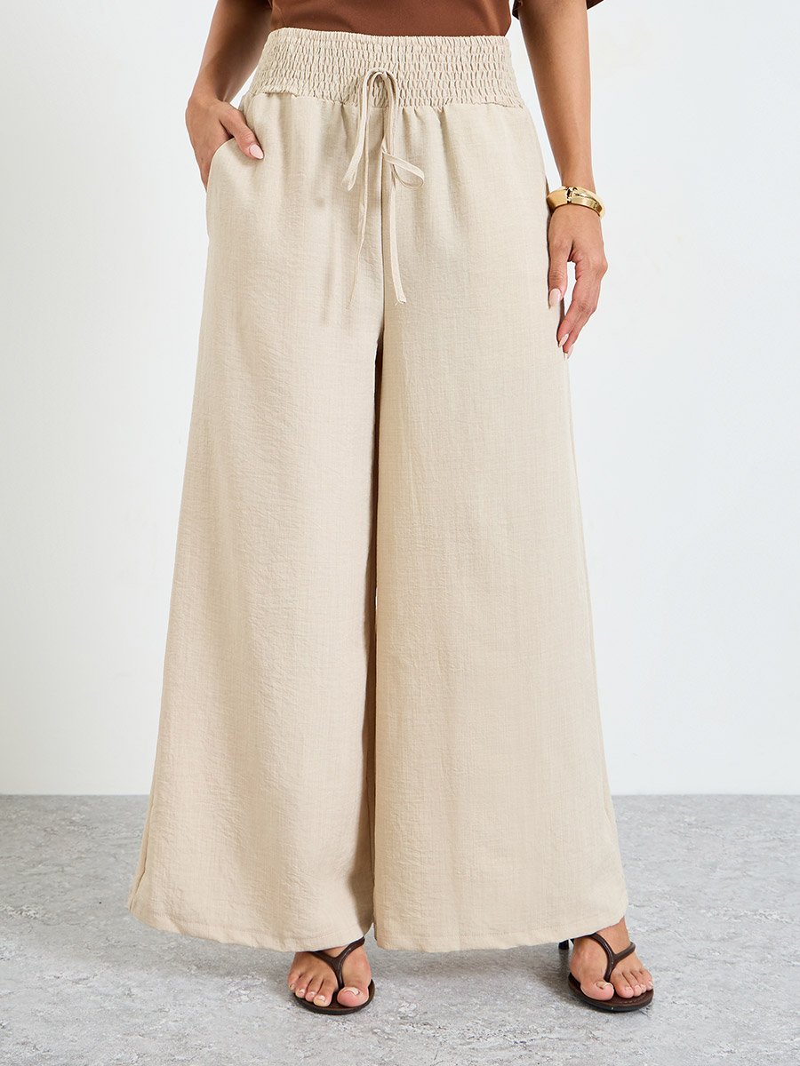 Khaki Wide-Leg Pants