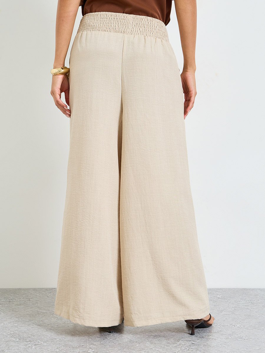 Khaki Wide-Leg Pants