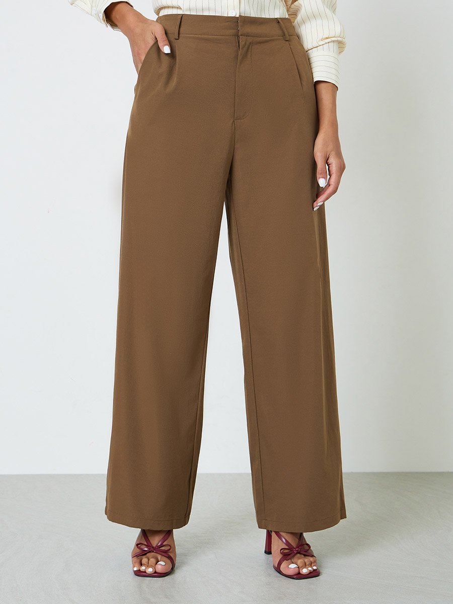 Coffee Brown Wide Leg Trousers