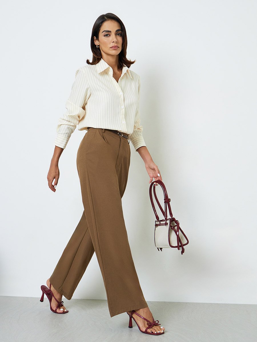 Coffee Brown Wide Leg Trousers