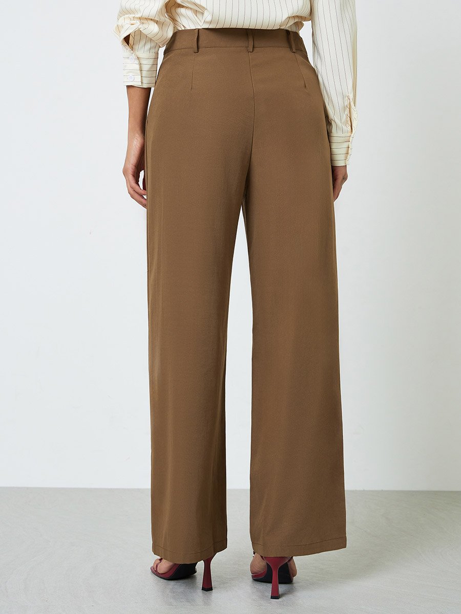 Coffee Brown Wide Leg Trousers