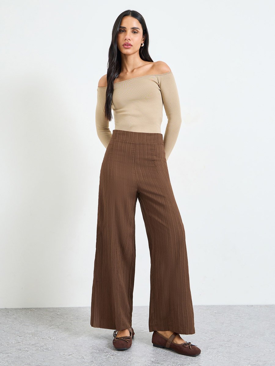 Brown Wide-Leg Trousers