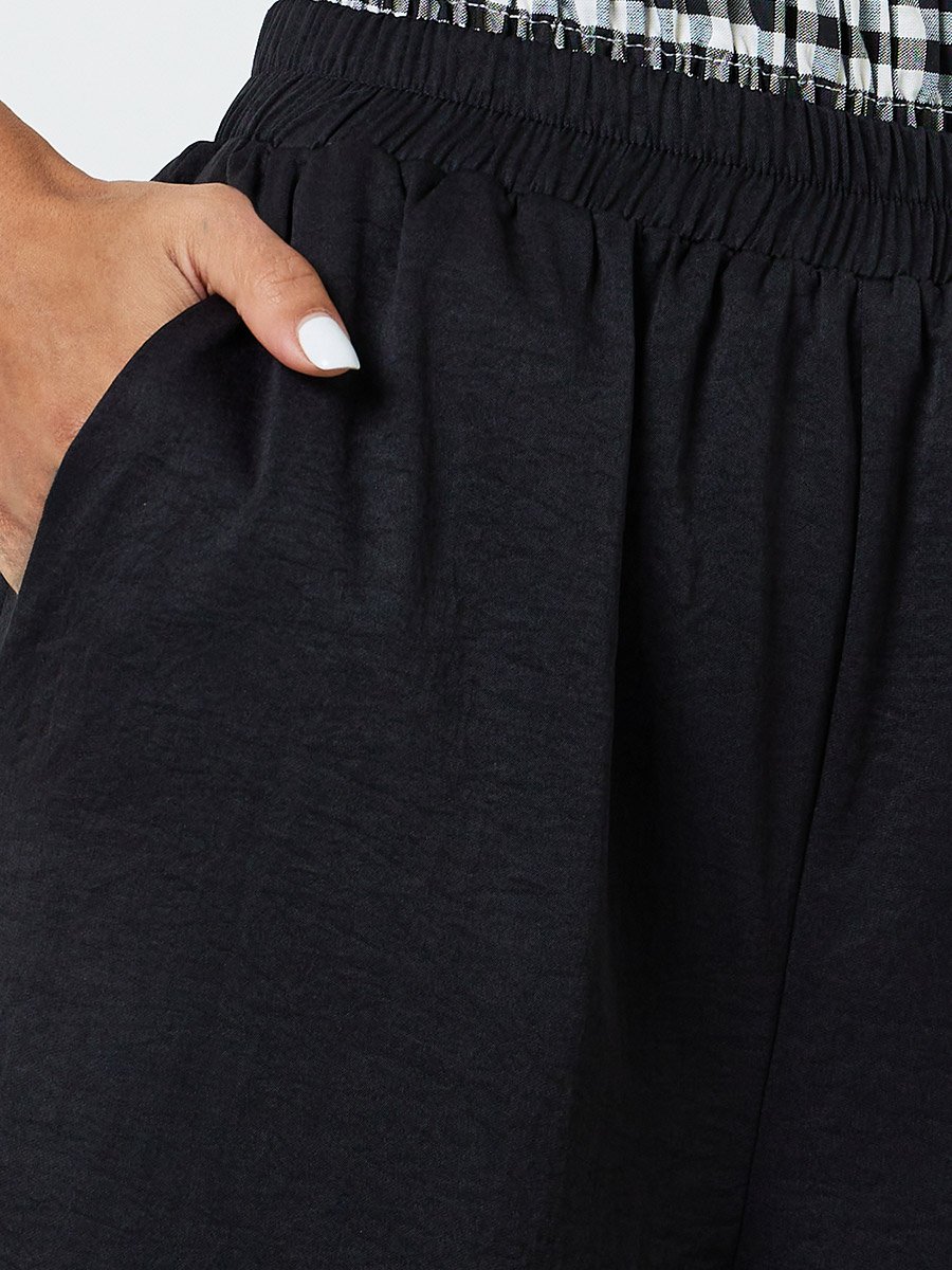 Black Wide-Leg Palazzo Pants with Pockets