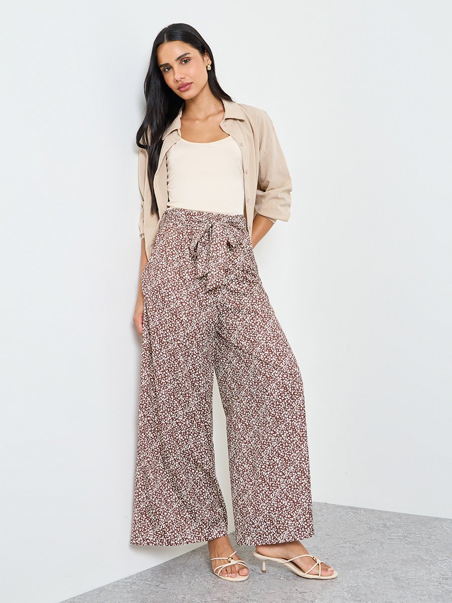 Multi-Print Wide-Leg Trousers