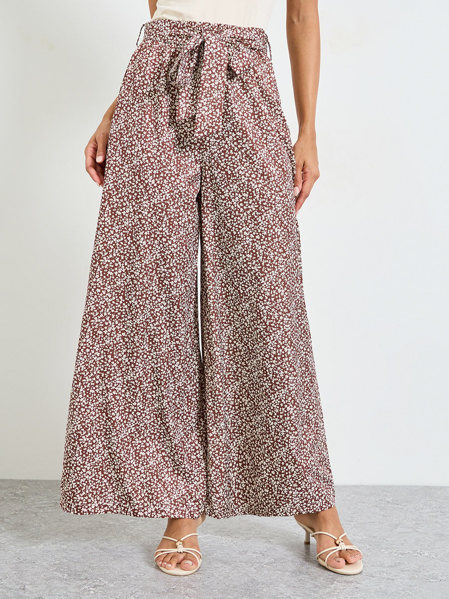 Multi-Print Wide-Leg Trousers