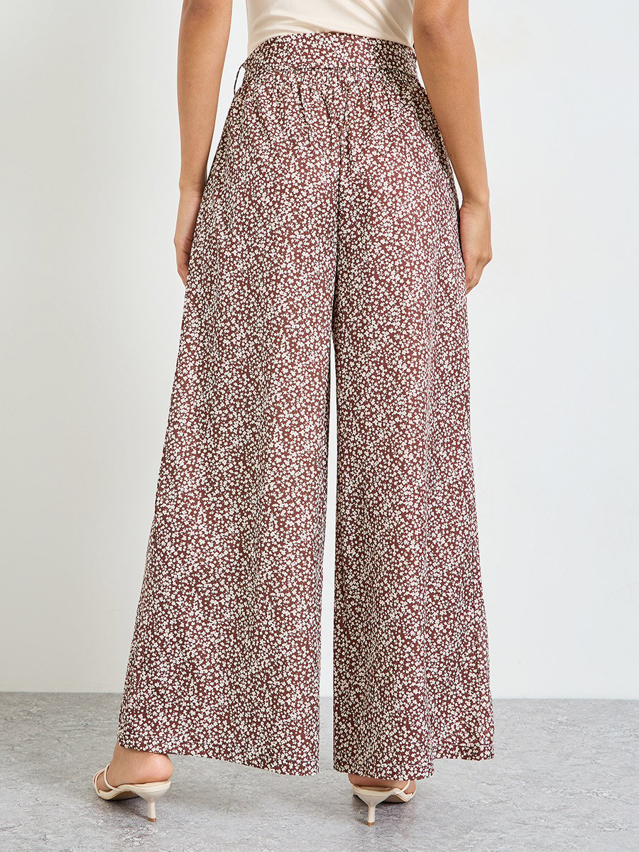 Multi-Print Wide-Leg Trousers