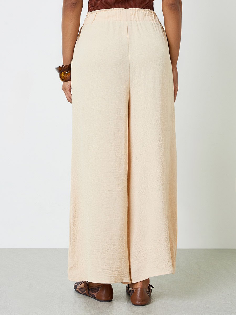 Monochrome Wide-Leg Drawstring Trousers