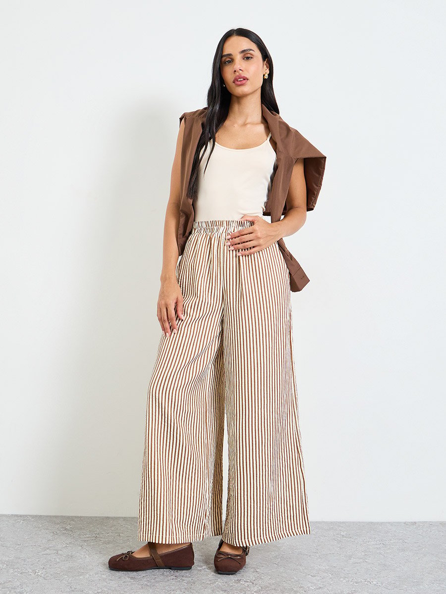 Multi-Stripe Wide-Leg Pants
