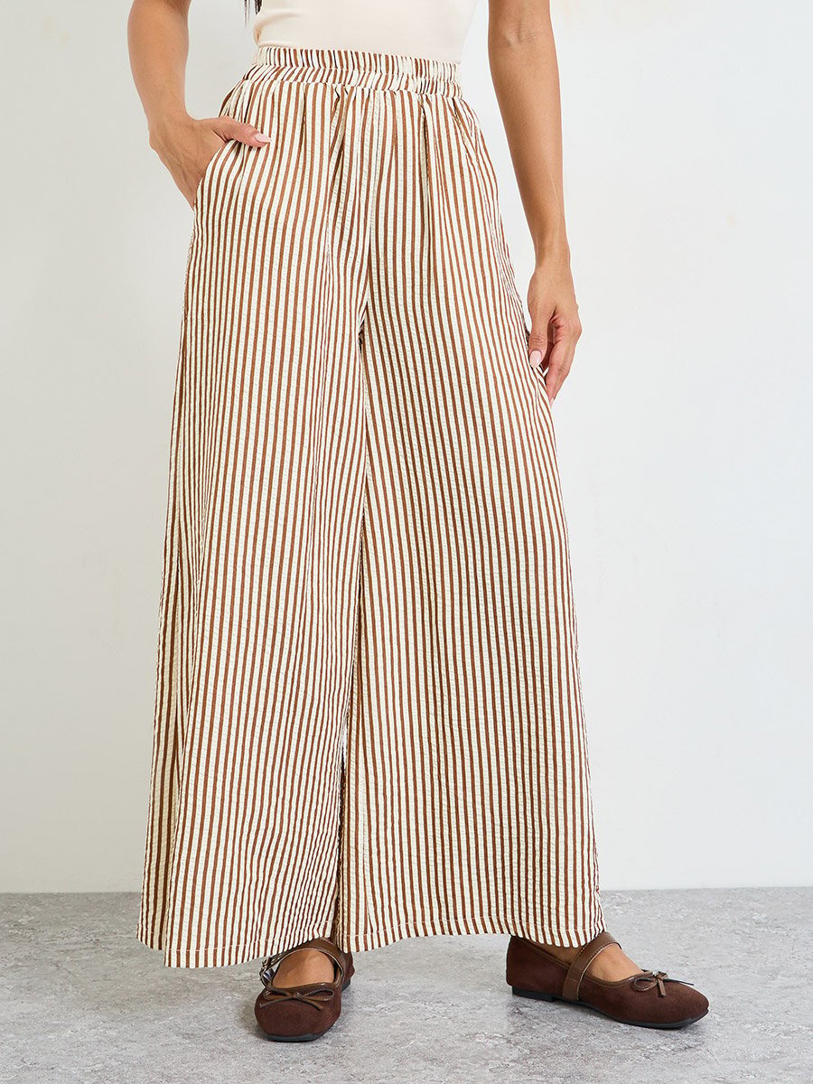 Multi-Stripe Wide-Leg Pants