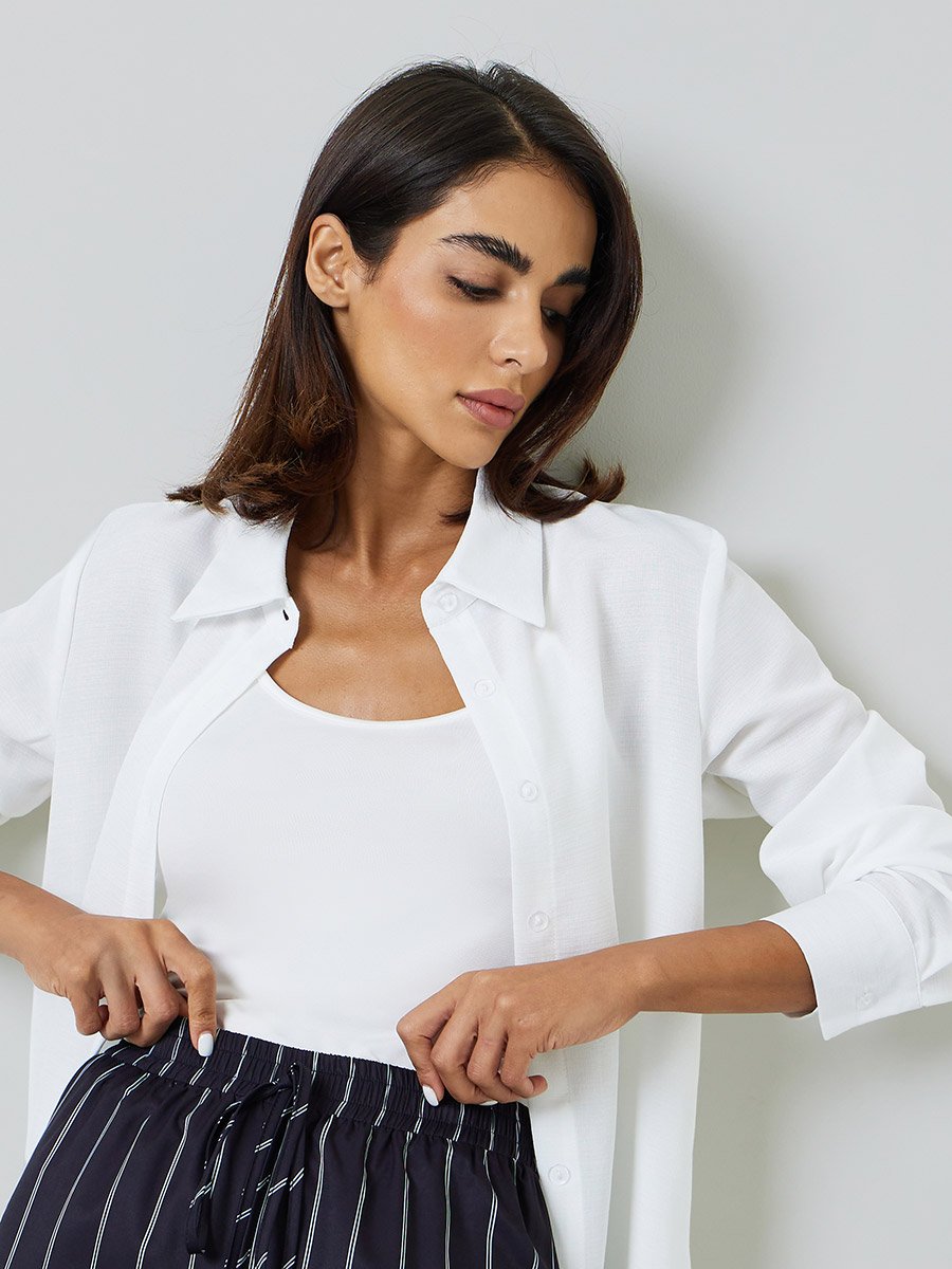 White Regular Fit Long-Sleeve Shirt