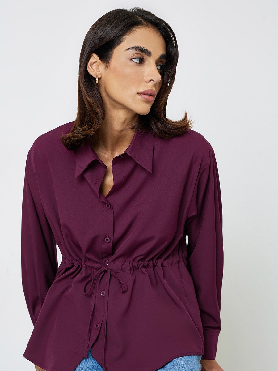 Purple Drawstring Waist Shirt