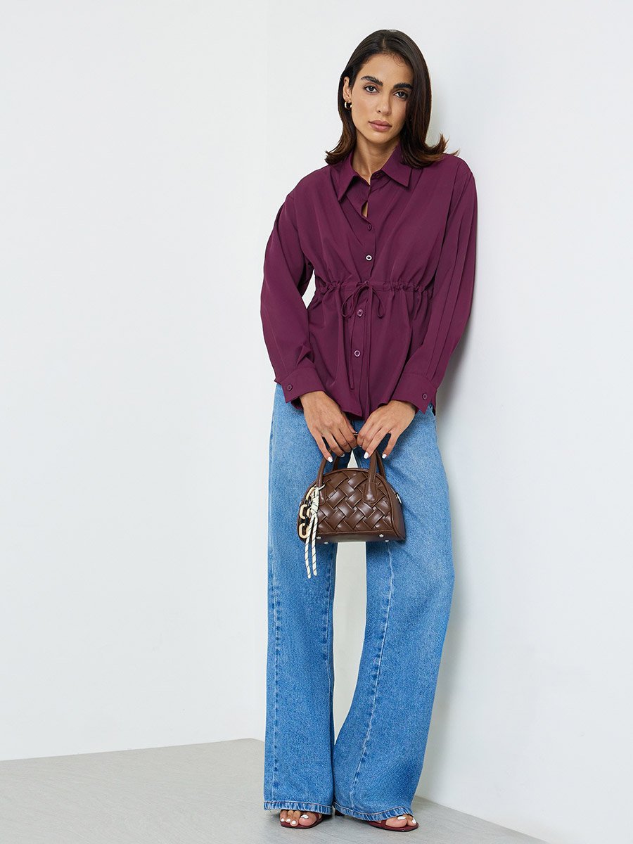 Purple Drawstring Waist Shirt