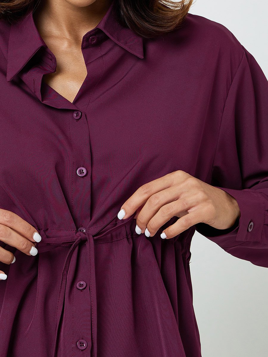 Purple Drawstring Waist Shirt