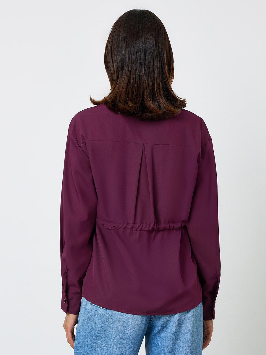 Purple Drawstring Waist Shirt