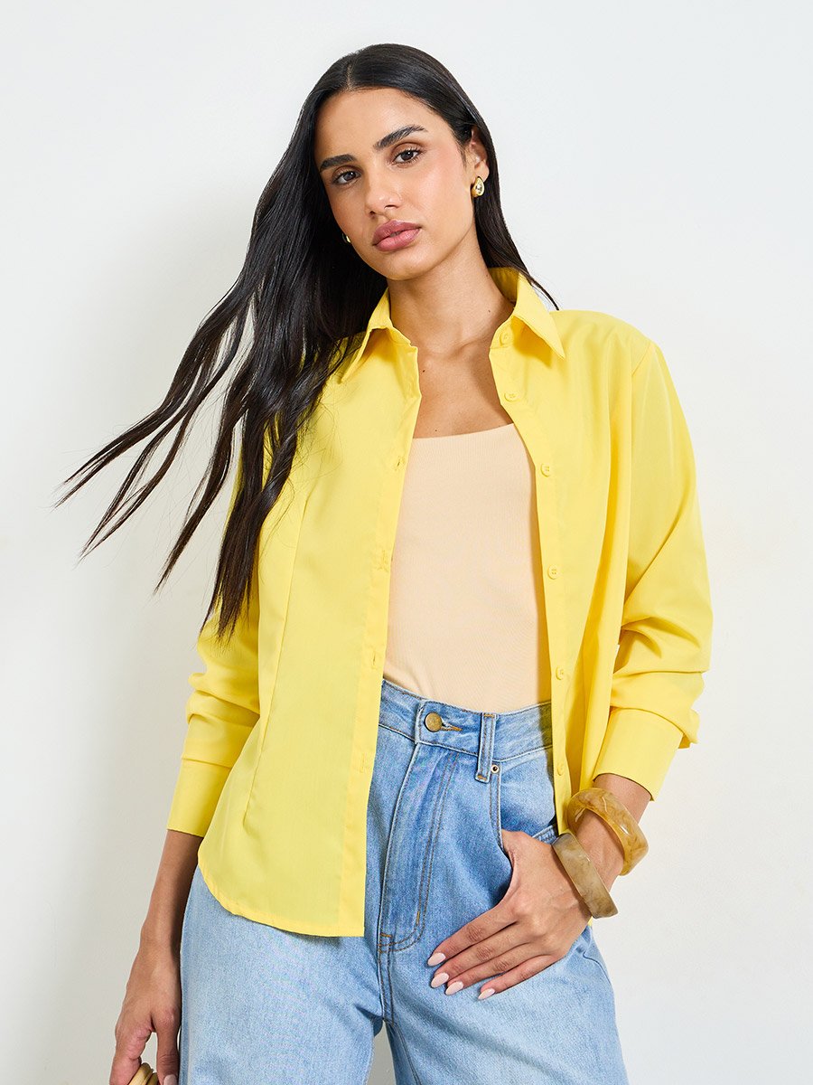 Yellow Long Sleeve Button-Up Shirt
