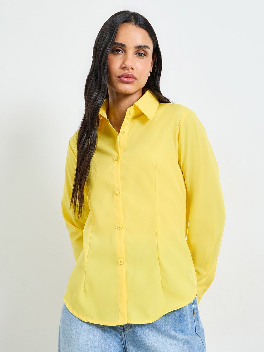 Yellow Long Sleeve Button-Up Shirt